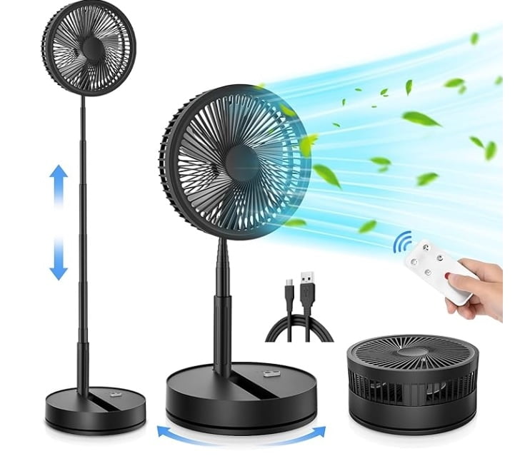 LIPETY Ventilador oscilante recargable portátil plegable – 9 pulgadas LIPETY Ventilador oscilante recargable portátil plegable – 9 pulgadas