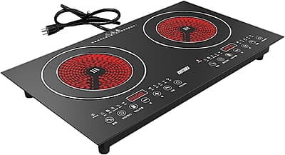 Estufa eléctrica de 110 V, 2 quemadores, 2800 W