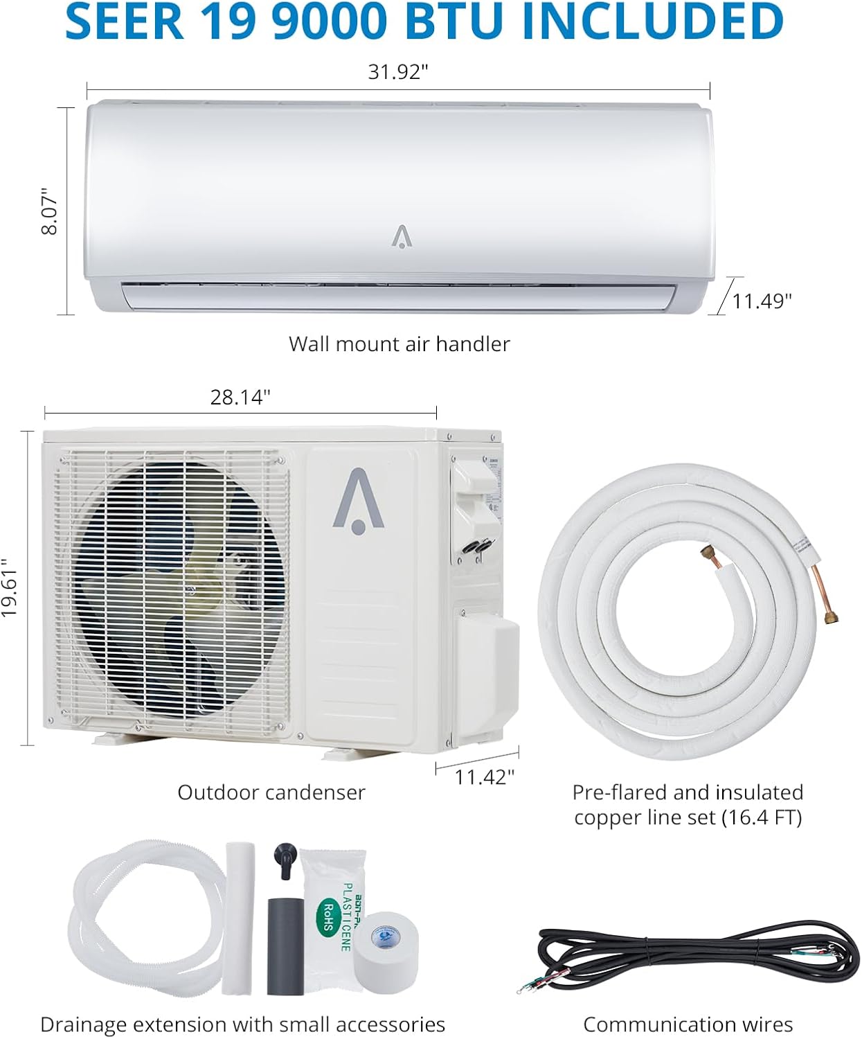 Zstar Mini aire acondicionado dividido de 9,000 Btus Zstar Mini aire acondicionado dividido de 9,000 Btus