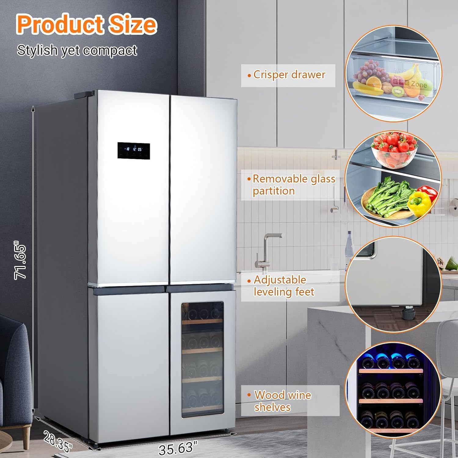 Refrigeradores de acero inoxidable de 21 pies cúbicos Refrigeradores de acero inoxidable de 21 pies cúbicos