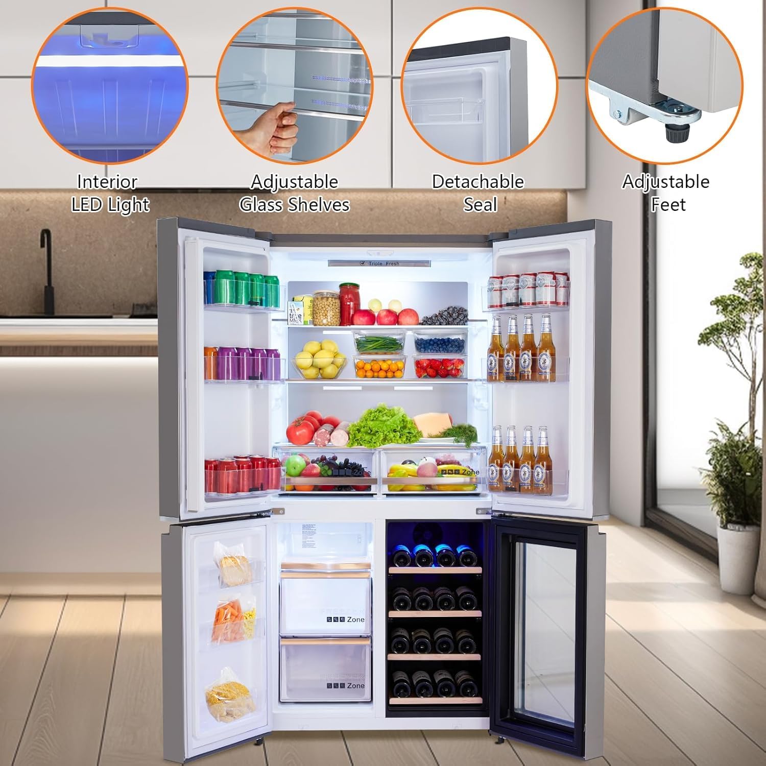 Refrigeradores de acero inoxidable de 21 pies cúbicos Refrigeradores de acero inoxidable de 21 pies cúbicos