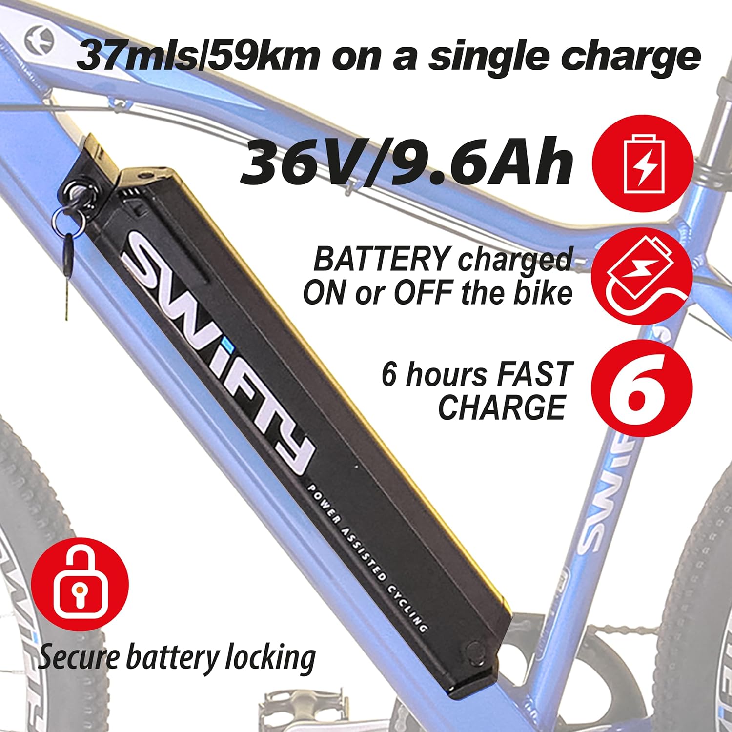 SWIFTY Bicicleta eléctrica de 36 voltios y 250 W para adultos SWIFTY Bicicleta eléctrica de 36 voltios y 250 W para adultos