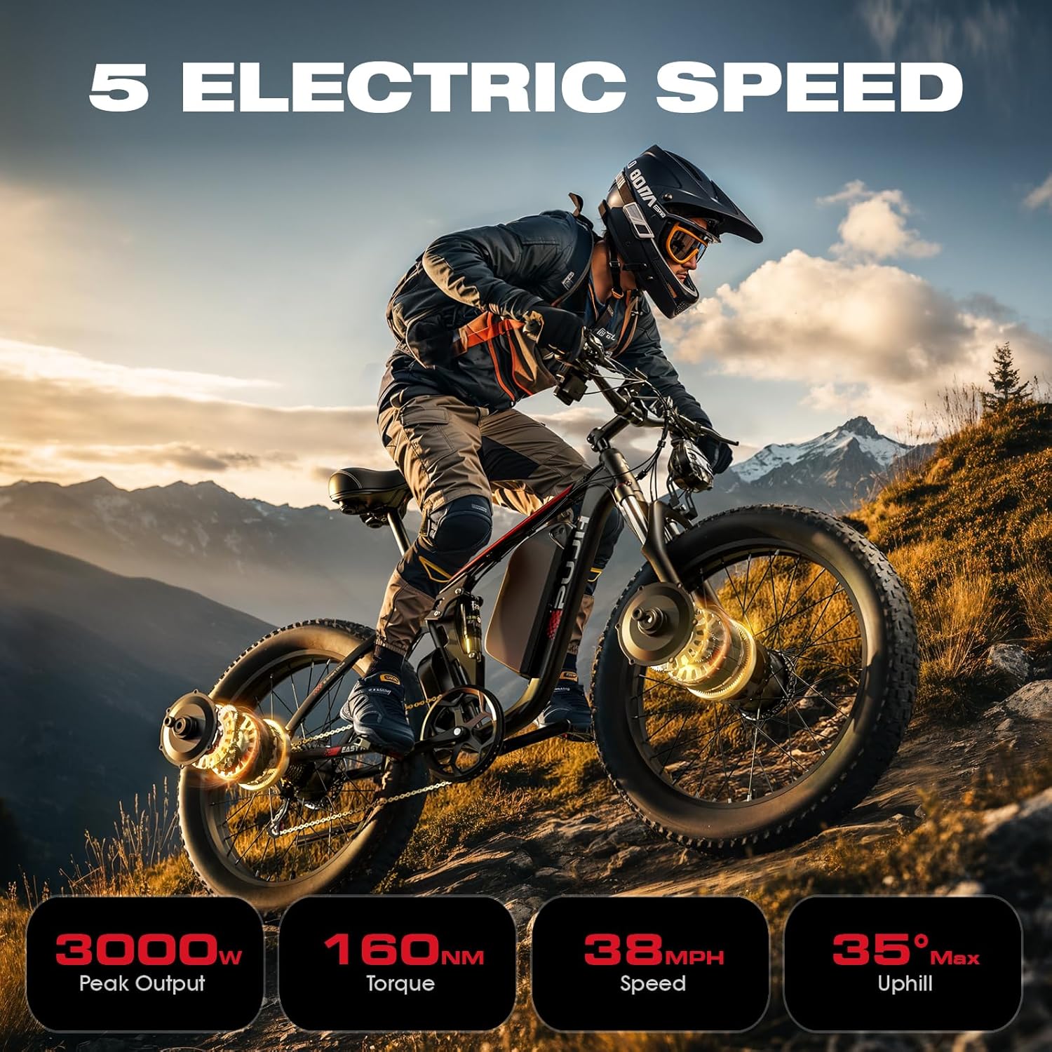 Bicicleta eléctrica Peak de 3000 W con motor doble Bicicleta eléctrica Peak de 3000 W con motor doble