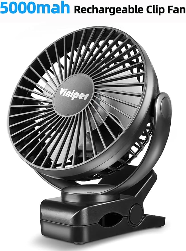 Viniper Ventilador recargable con clip de 6 pulgadas