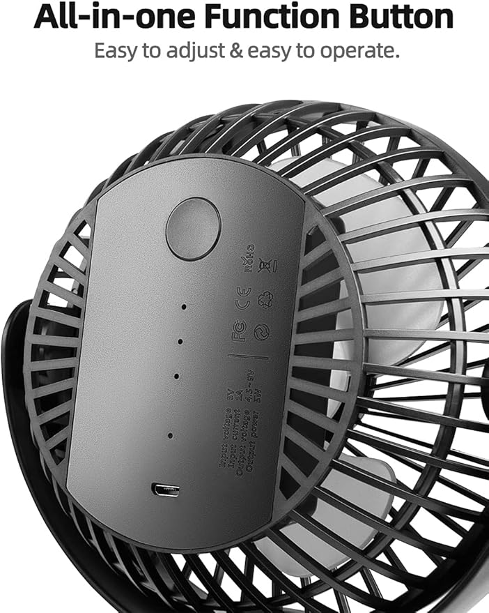 Viniper Ventilador recargable con clip de 6 pulgadas