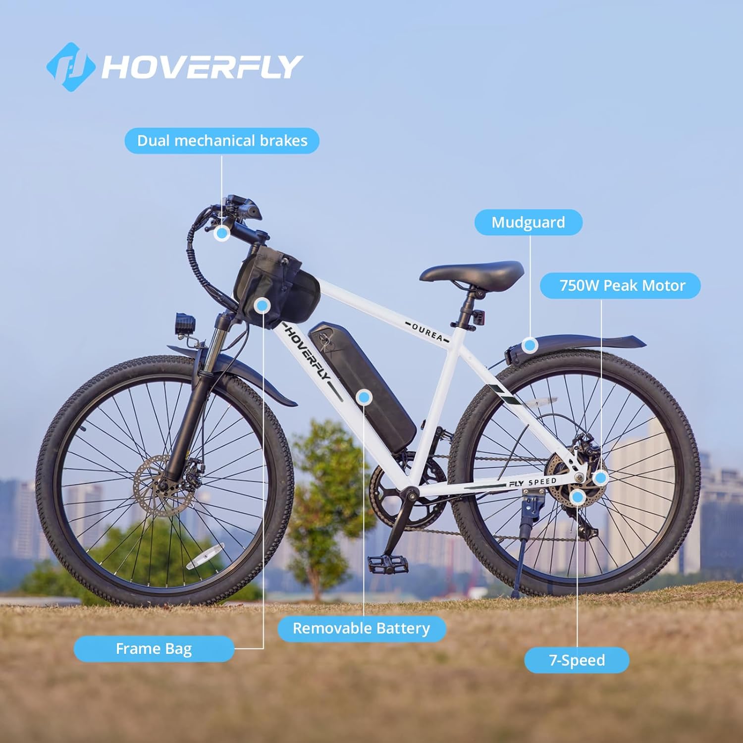 HOVERFLY OUREA Bicicleta eléctrica de 26 pulgadas, 750 W