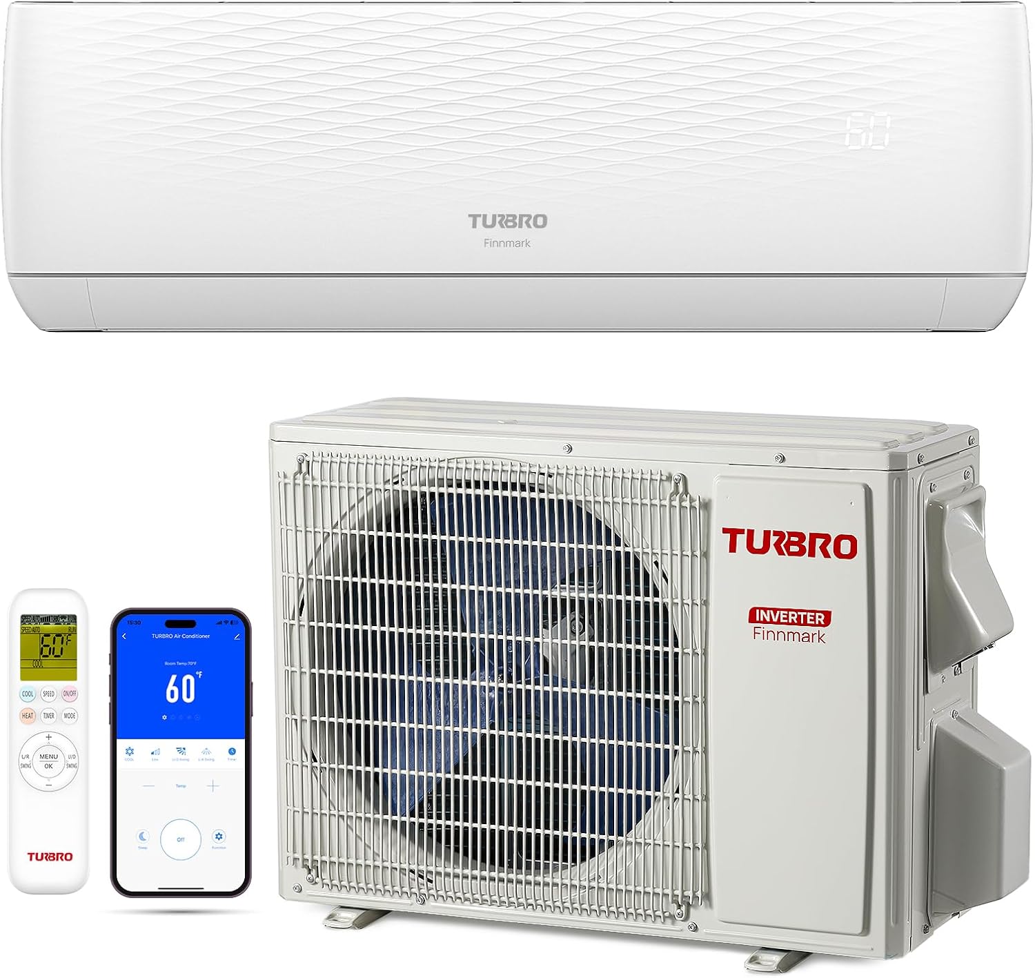 TURBRO Mini inversor dividido sin conductos de 12,000 BTU