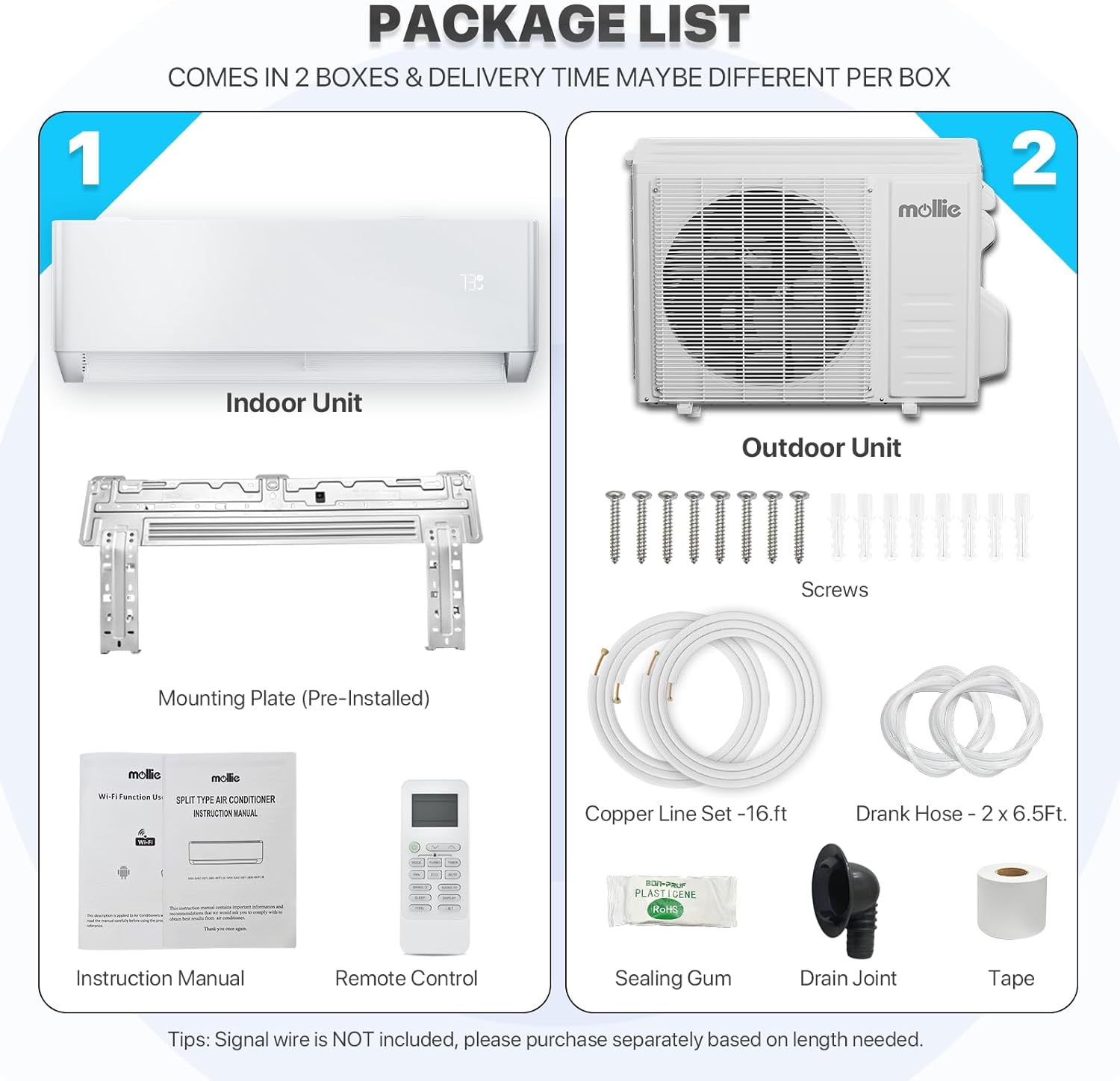 Mollie 12000 BTU, 115 V 22 SEER2, enfría hasta 550 pies cuadrados