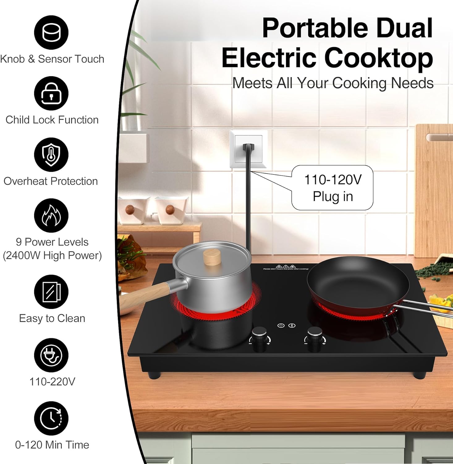 VBGK Cocina eléctrica, quemador eléctrico de 2400 W