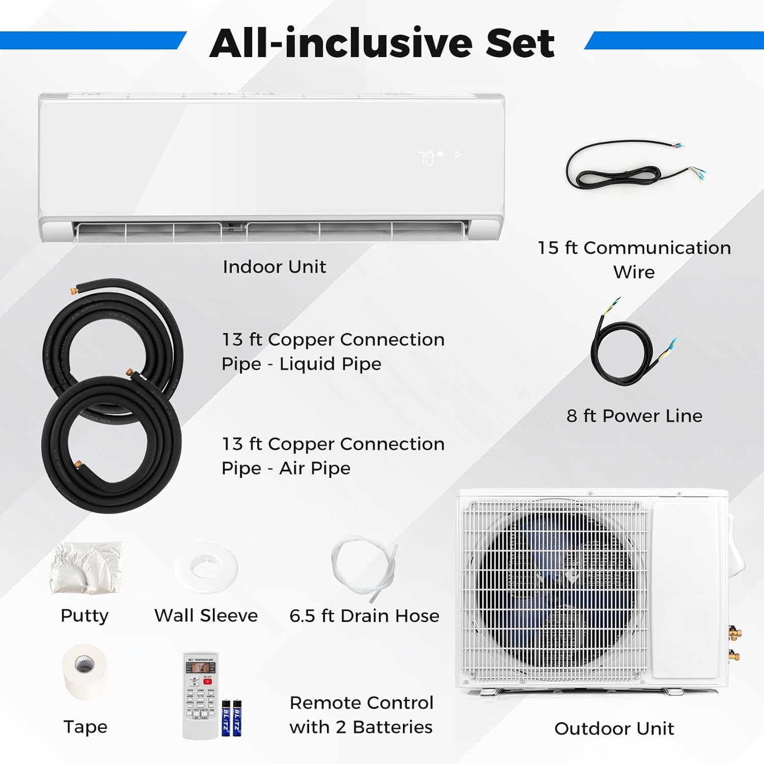 GLACER Aire acondicionado y calentador mini split de 12000 BTU