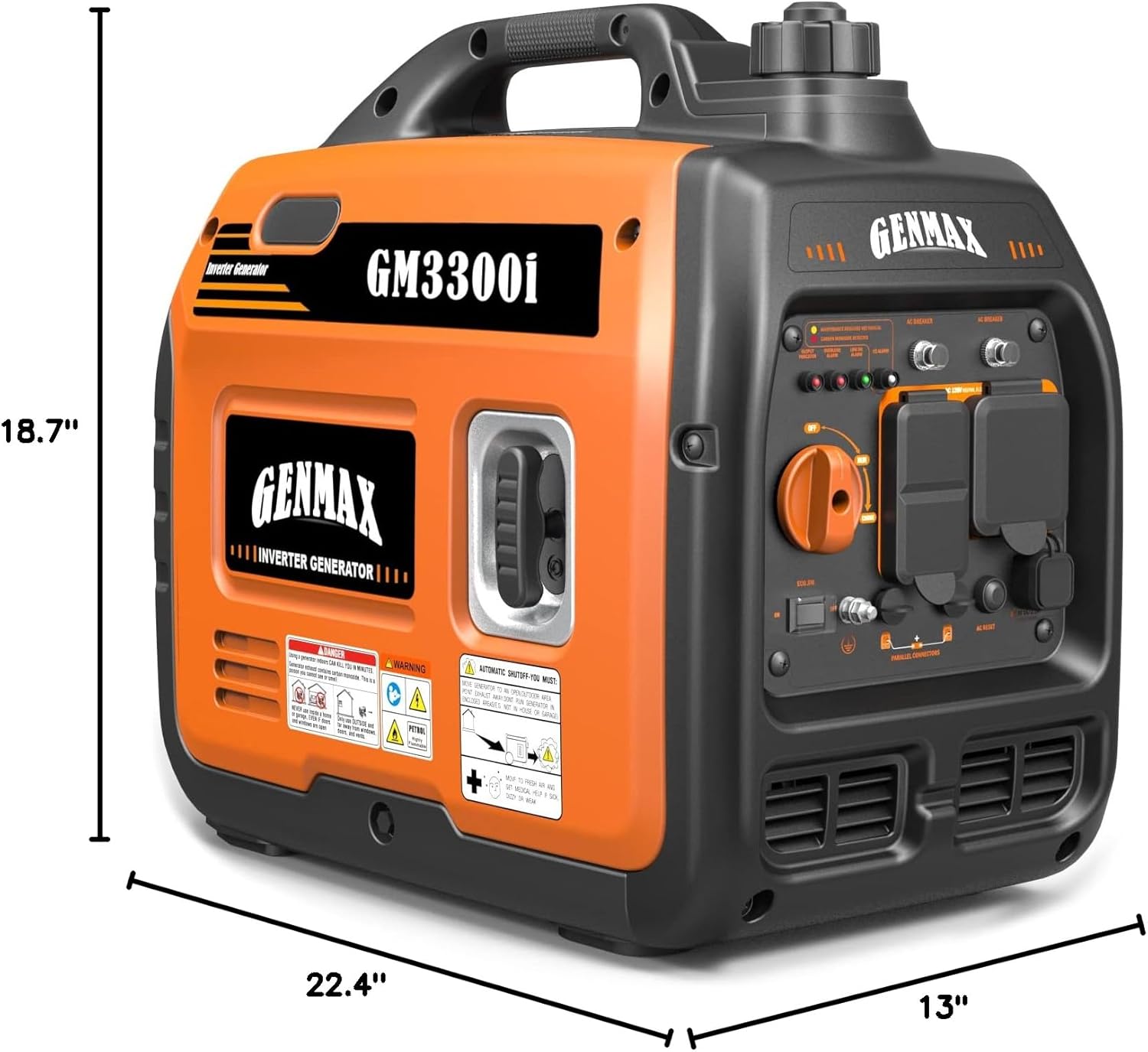 GENMAX Generador portátil, motor de gas ultra silencioso de 3300 W