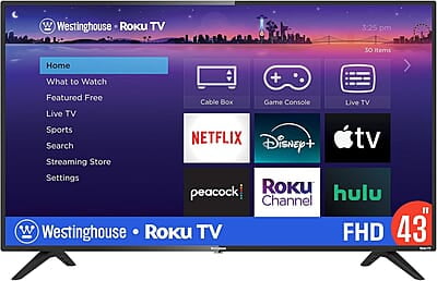 Roku Select Series Televisor Smart Roku TV, 4K, HDR, control por voz mejorado, imágenes 4K brillantes, brillo automático, streaming impecable, 43 pulgadas