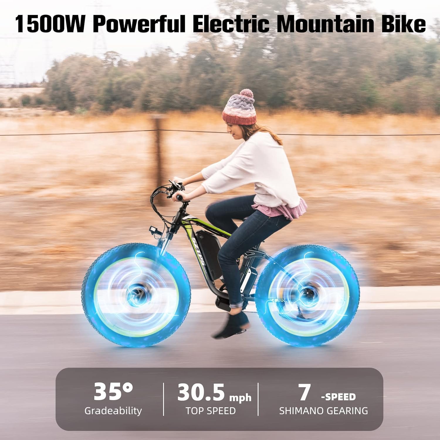 Bicicleta eléctrica para adulto, bicicleta eléctrica de neumático grueso de 26 pulgadas, bicicleta eléctrica de motor sin escobillas dual de 2000 W, bicicleta eléctrica de 30 MPH con batería