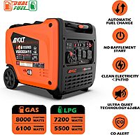 AIVOLT Generador inversor portátil, combustible dual, 8000 vatios