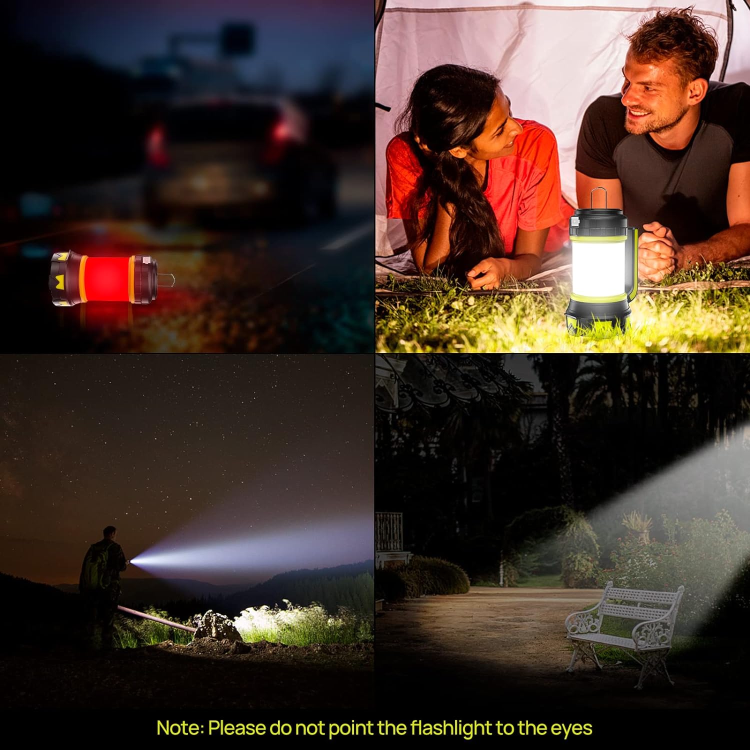 Rechargeable Flashlights Camping Lantern,6 Modes LED Bright Flashlight 3000mAh Power Bank