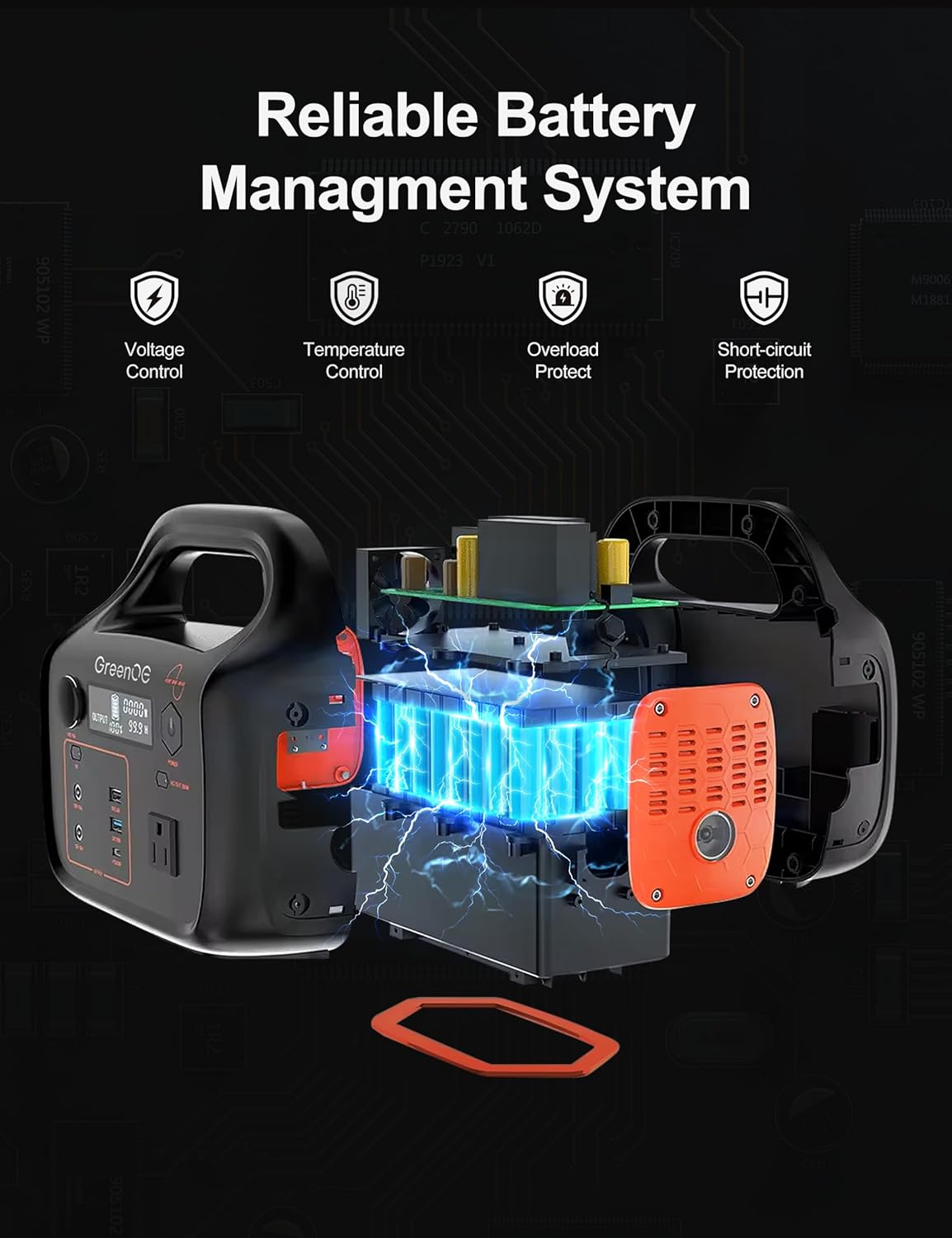 Estación de energía portátil 300 W 299 Wh, generador solar con LED