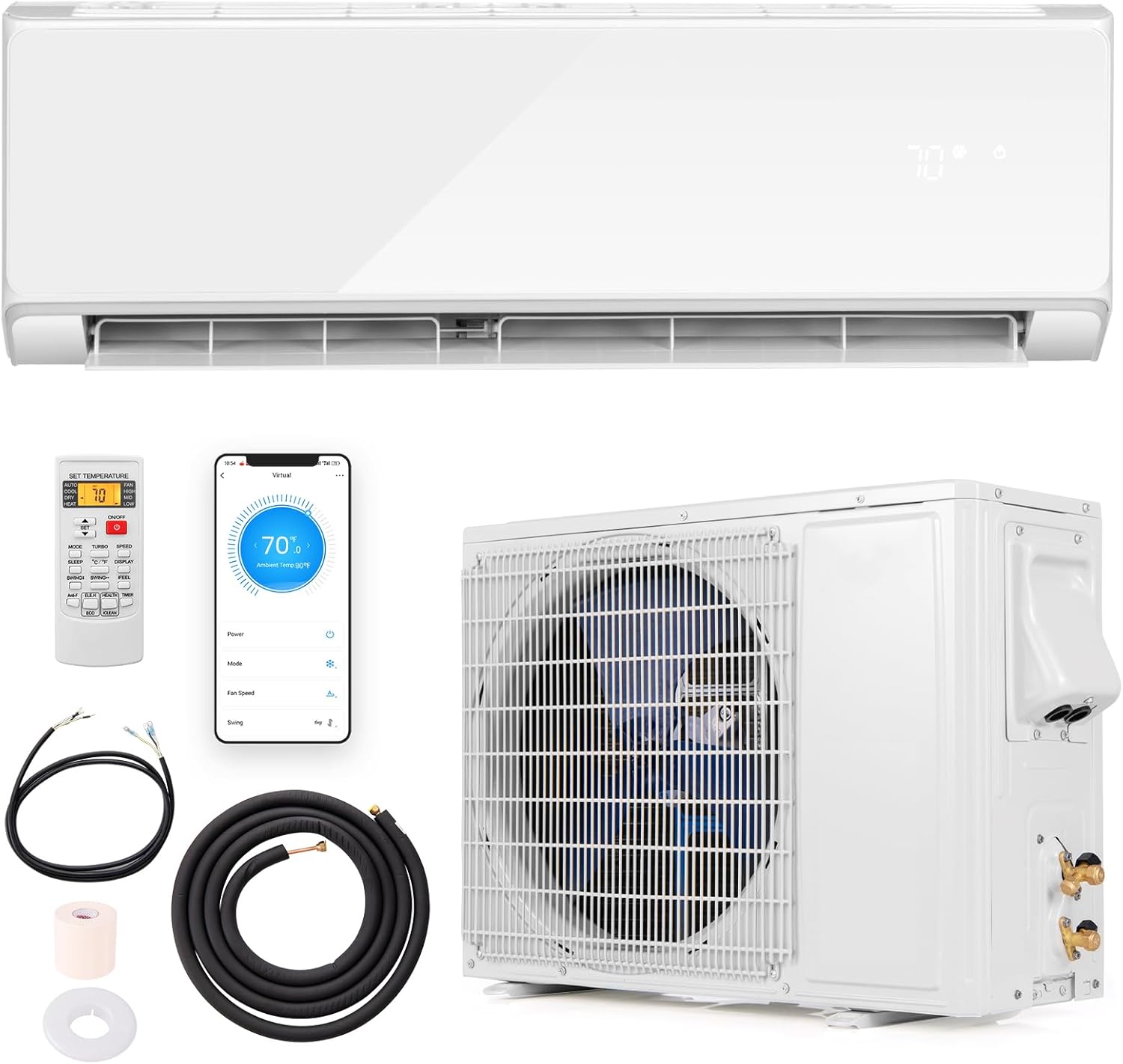 GLACER Aire acondicionado y calentador mini split de 12000 BTU