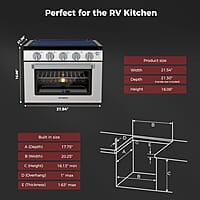 CAMPLUX - Estufa de gas RV de 17 pulgadas de alto