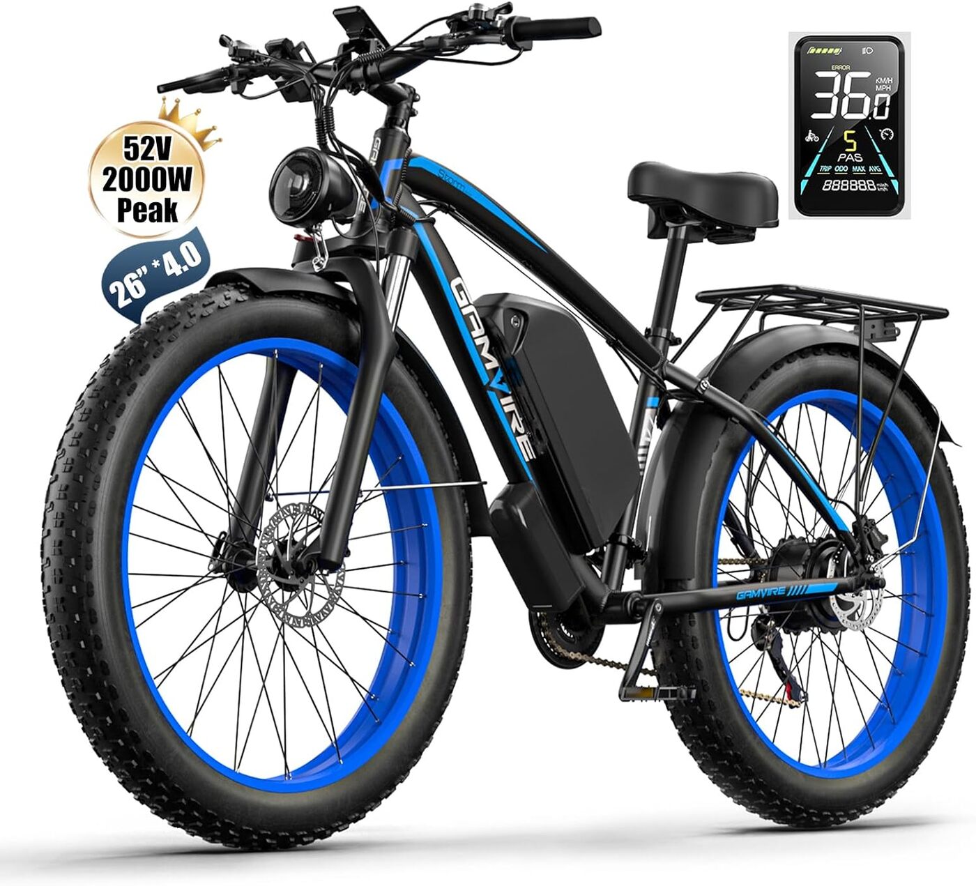 Bicicleta eléctrica de 24 "/ 26" 52V 19.2Ah para adultos