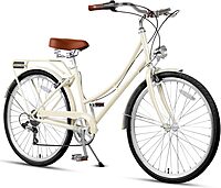 Bicicleta híbrida AVASTA para mujer, 26 pulgadas, 6 velocidades