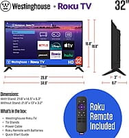 TCL 32S355, Smart TV LED Roku de 32" Class 3-Series HD 720p, color negro