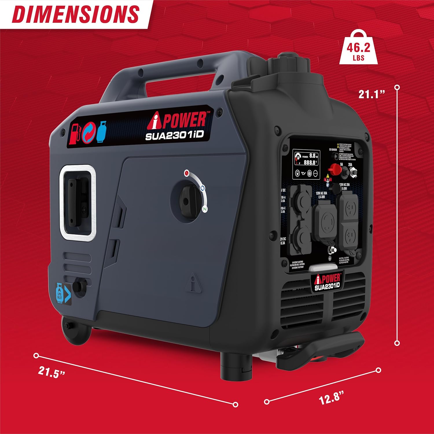 A-iPower Generador inversor portátil de combustible 2300 W