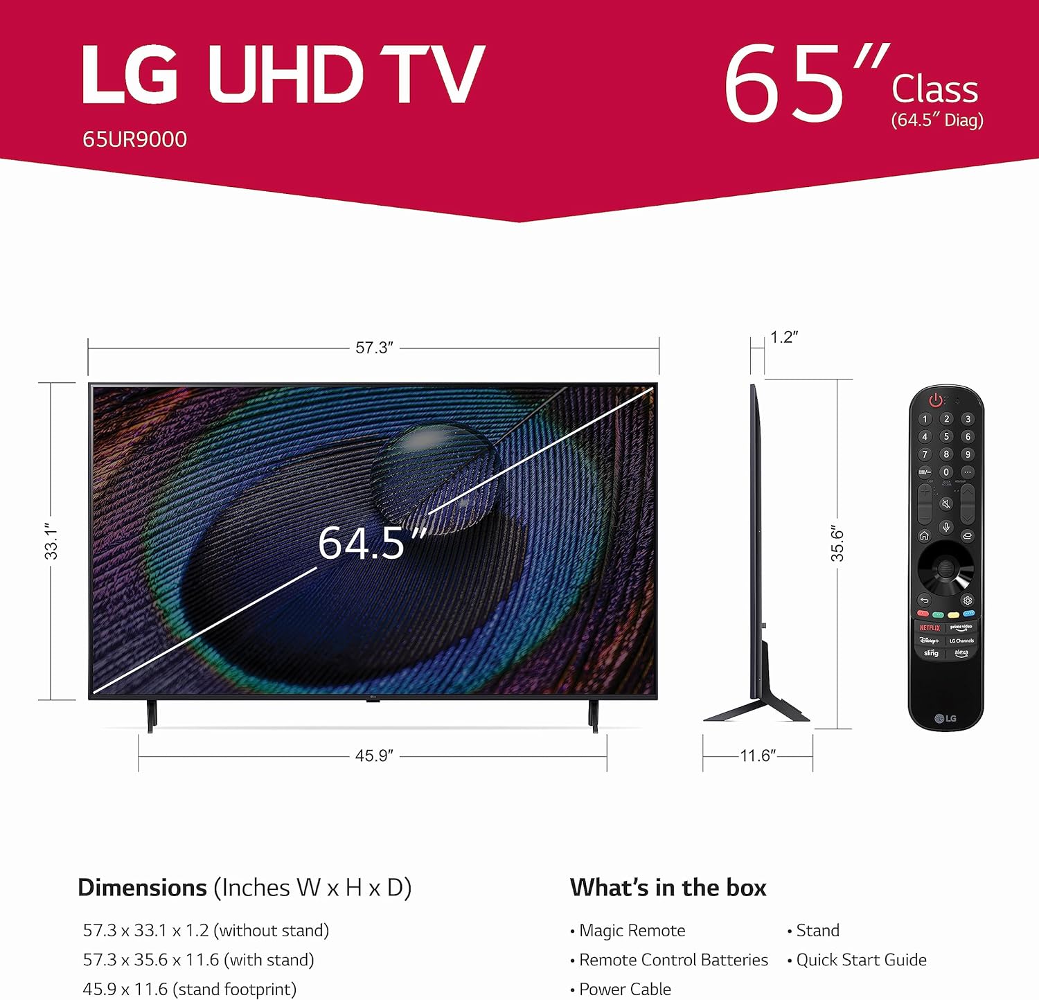 LG 65-Inch Class UR9000 Series Alexa Built-in 4K Smart TV