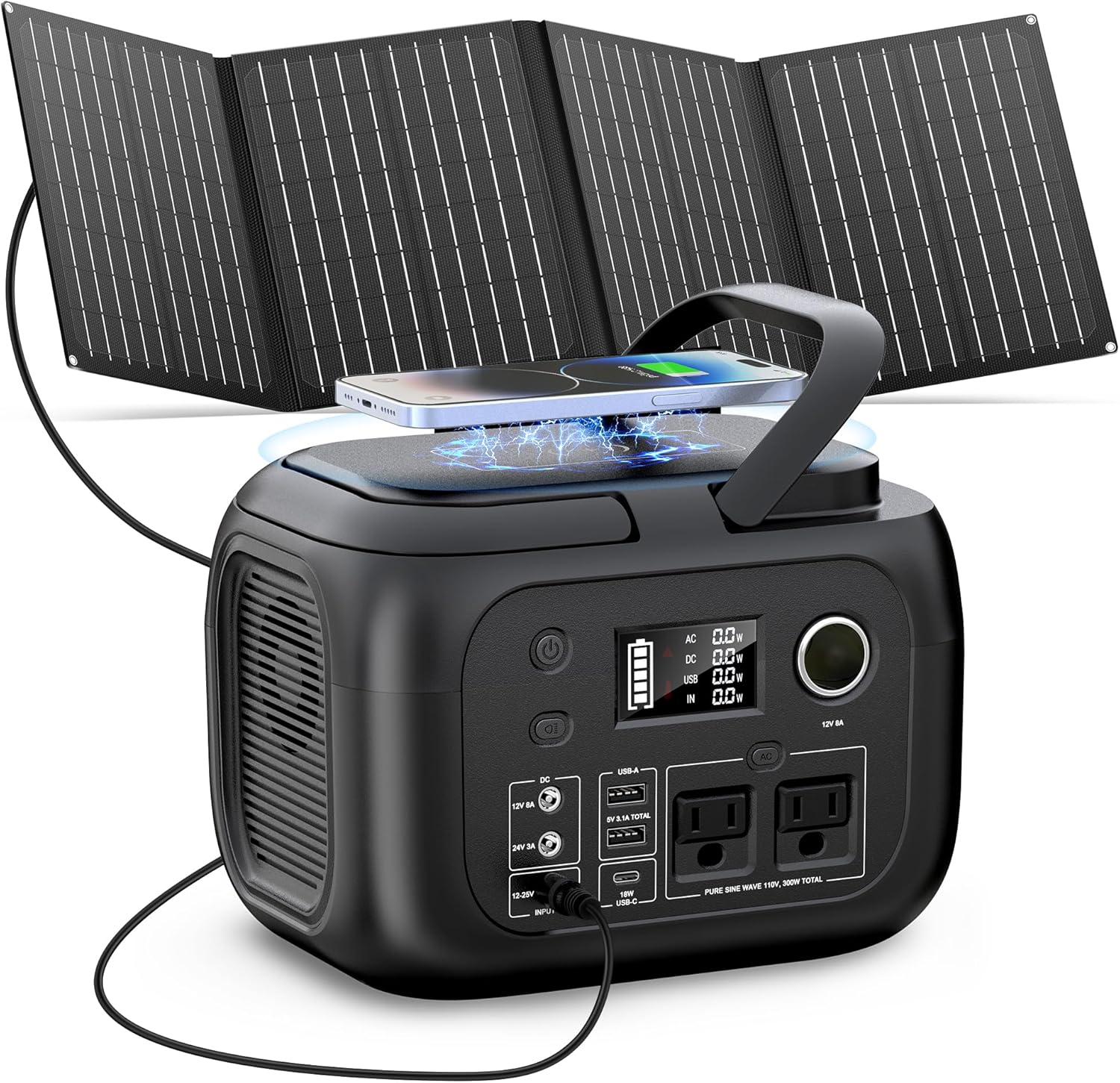 SINKEU Generador solar de 300 W y panel solar plegable de 40 W