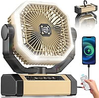 Ventilador de camping recargable – Ventilador de 9 pulgadas, ventilador de batería de 20000 mAh (60 horas) para campamento, ventilador inalámbrico de oscilación automática