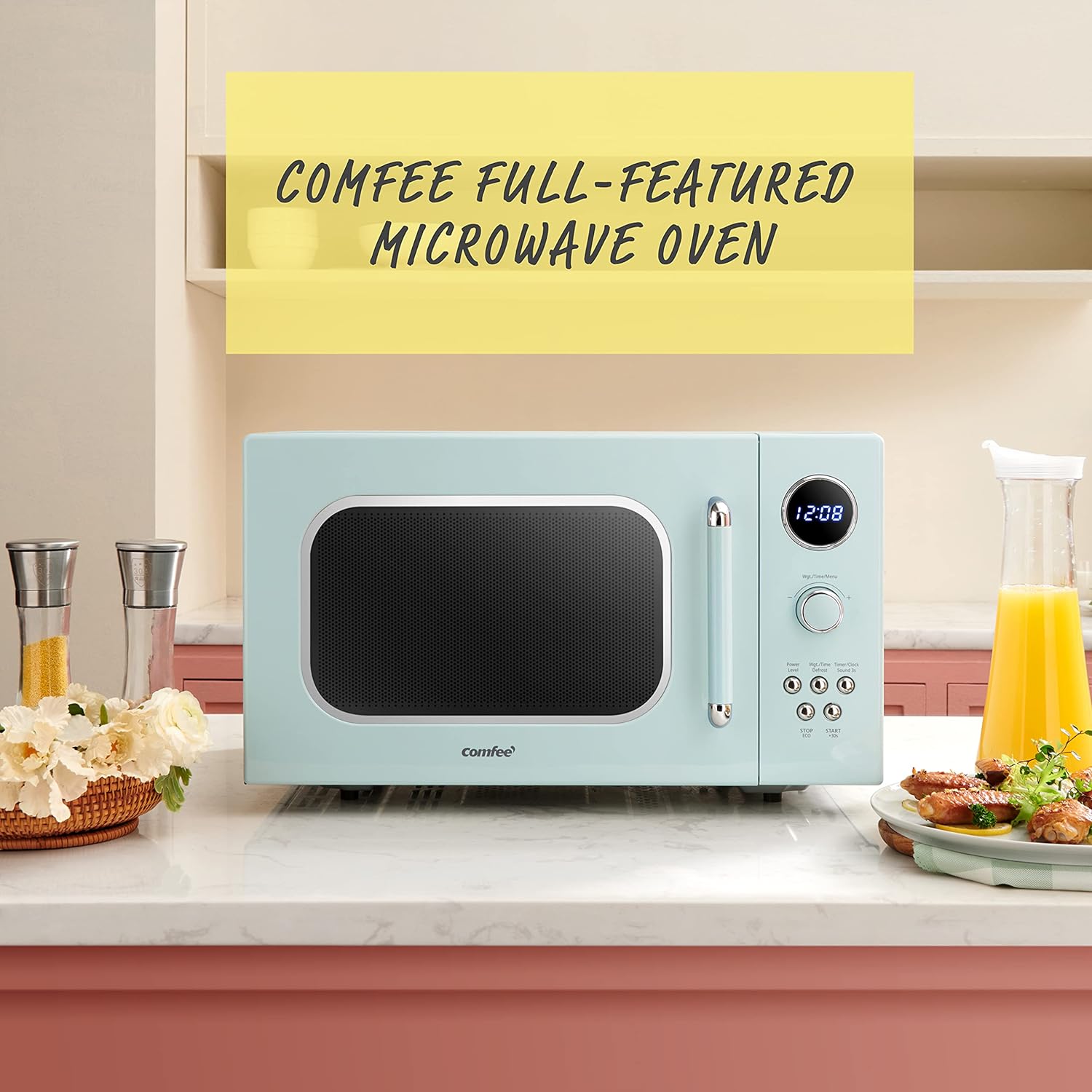 CM-M091AGN Retro Microwave with Multi-stage Cooking