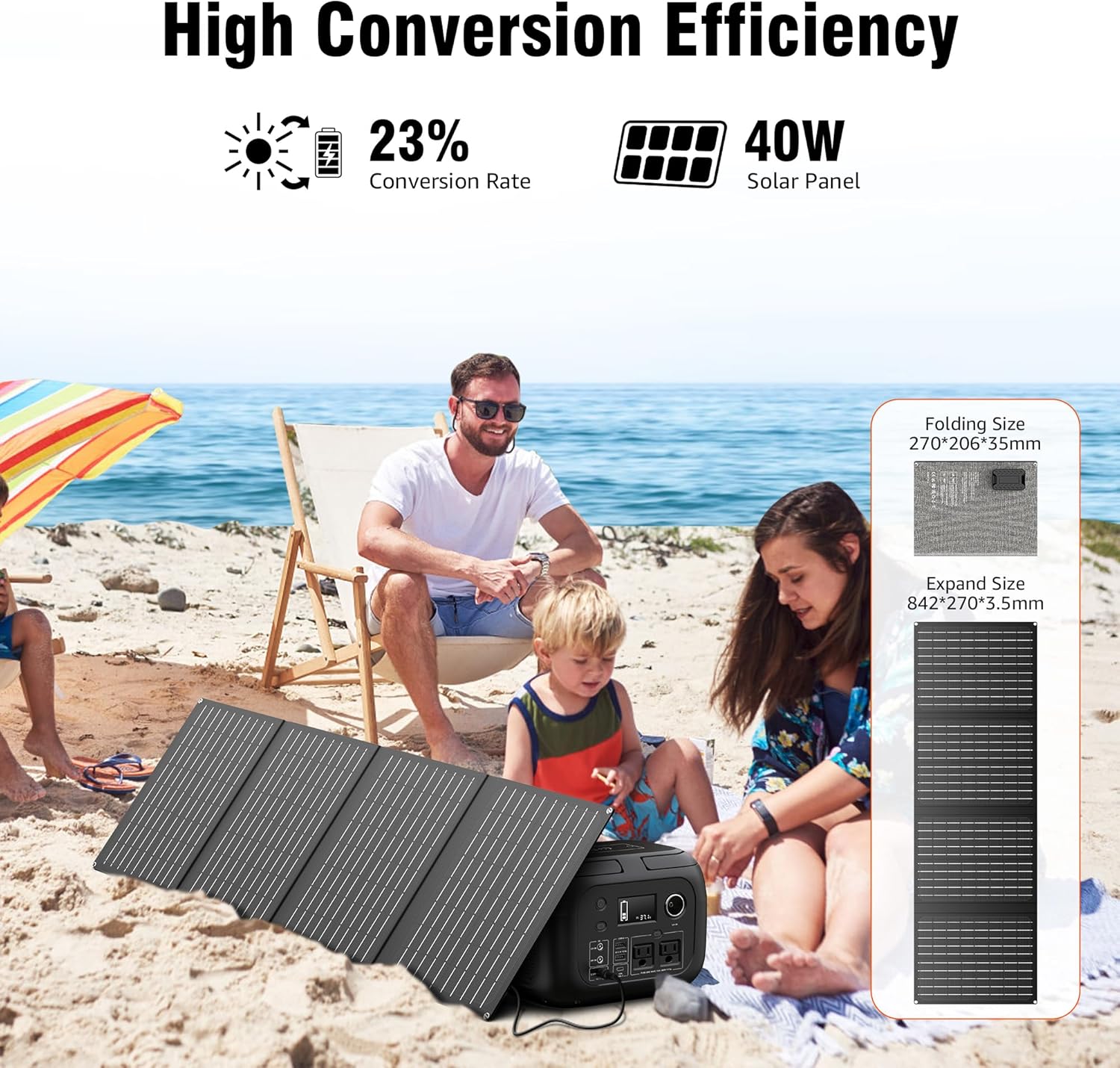 SINKEU Generador solar de 300 W y panel solar plegable de 40 W