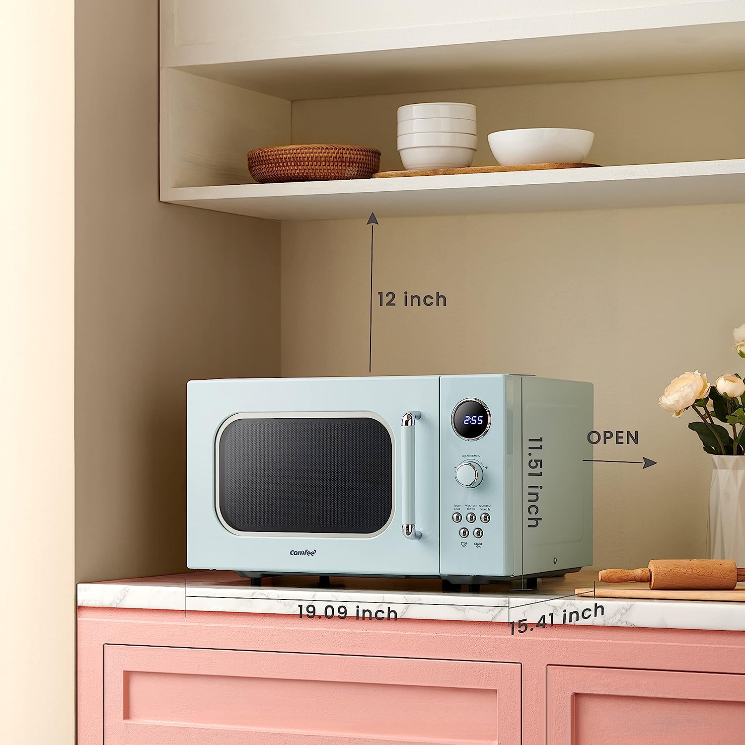 CM-M091AGN Retro Microwave with Multi-stage Cooking