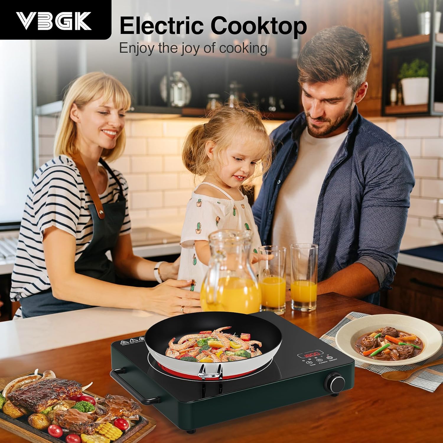 VBGK Cocina eléctrica, estufa eléctrica de 1800 W con 9 niveles