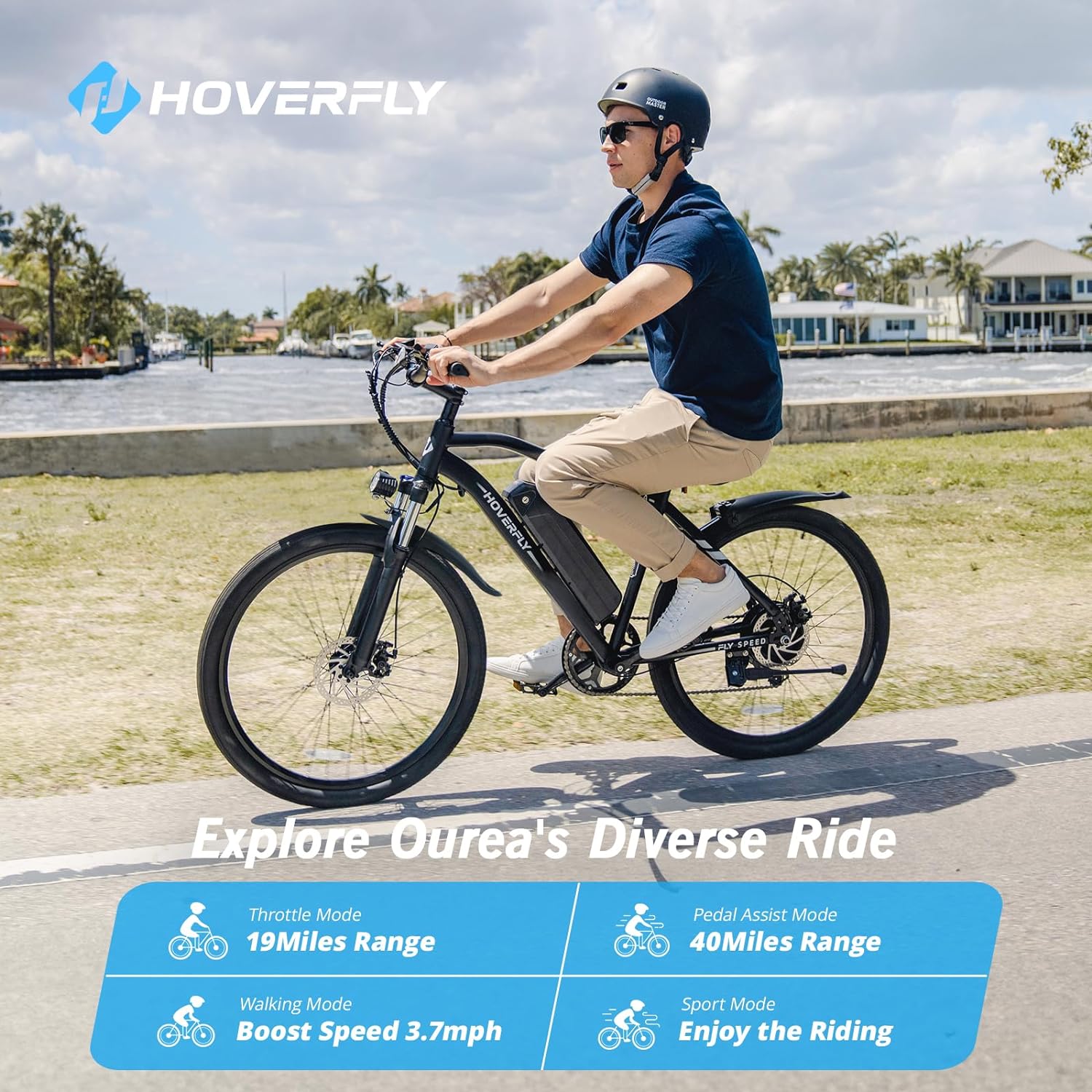 HOVERFLY OUREA Bicicleta eléctrica de 26 pulgadas, 750 W