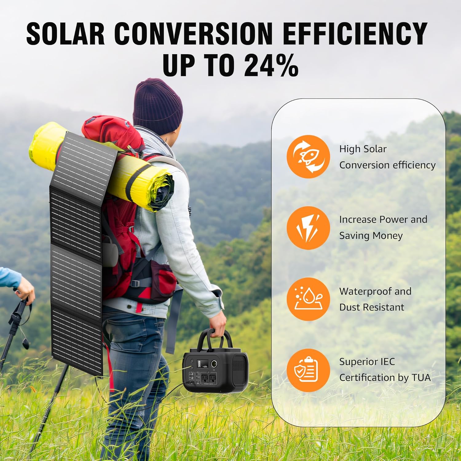 SINKEU Generador solar de 300 W y panel solar plegable de 40 W