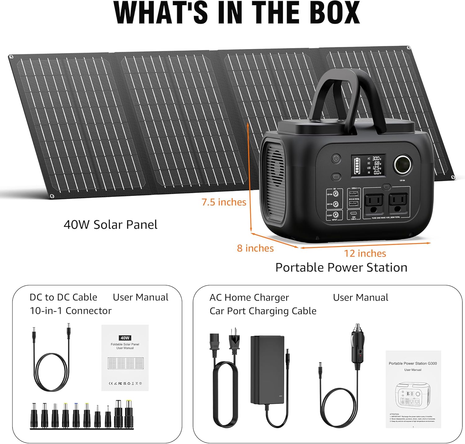 SINKEU Generador solar de 300 W y panel solar plegable de 40 W